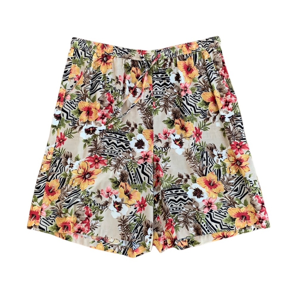 Vintage JM Collection Tropical Shorts with Drawstring Waist